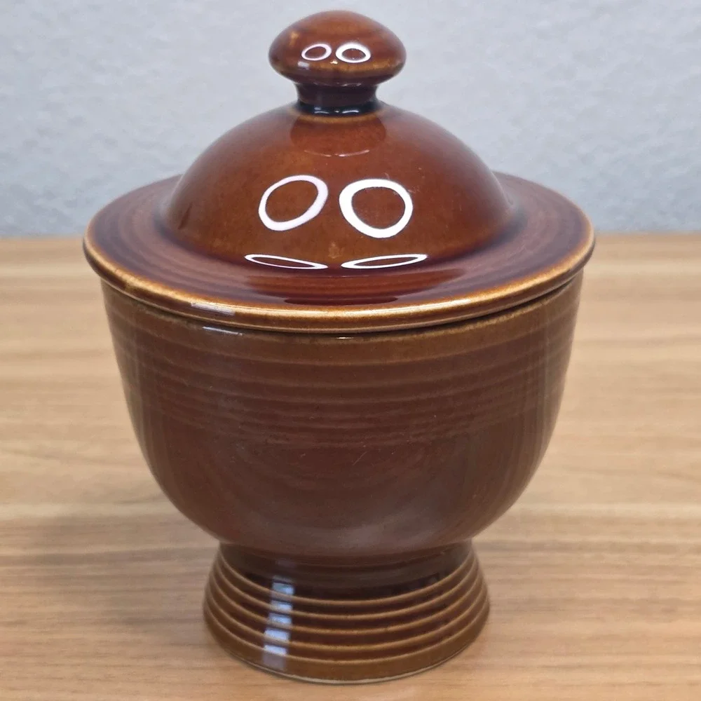 Vintage 1960s Fiesta Ironstone Sheffield Amberstone Glaze Sugar Bowl HTF